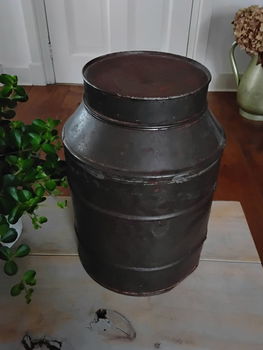 Vintage oud tabaksblik / winkelblik - stoer, sober, landelijk, hoffz-stijl - 4