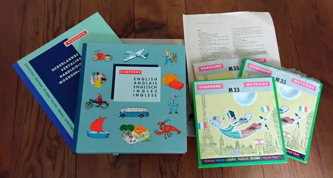 Vintage cursus engels met boeken en singles - eind jaren 50 - 0