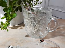 Vintage Fidenza persglas Italië - melkkan fruitafbeelding