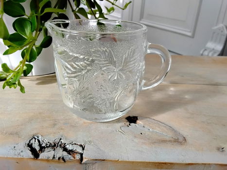 Vintage Fidenza persglas Italië - melkkan fruitafbeelding - 2