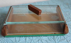 Vintage decoratief doosje hout/glas