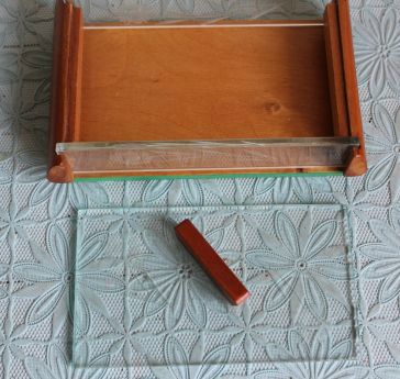 Vintage decoratief doosje hout/glas - 2