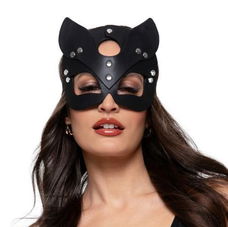 Kattenmasker Leer - Zwart