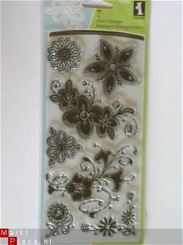 inkadinkado clear stamp XL gem stone flowers - 1