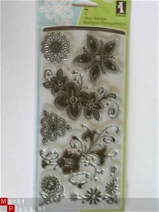 inkadinkado clear stamp XL gem stone flowers