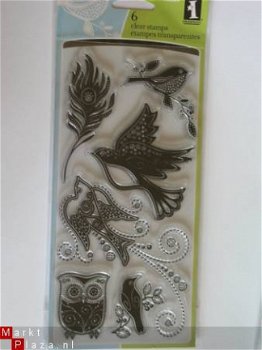 inkadinkado clear stamp XL gem stone birds - 1