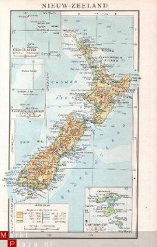 oud landkaartje Nieuw-Zeeland