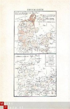 oud landkaartje Denemarken en IJsland - 1