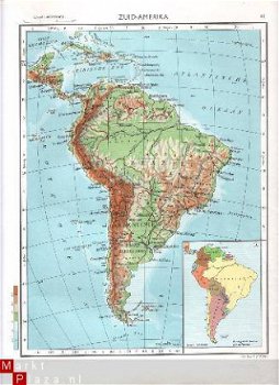 oud landkaartje Zuid Amerika - 1