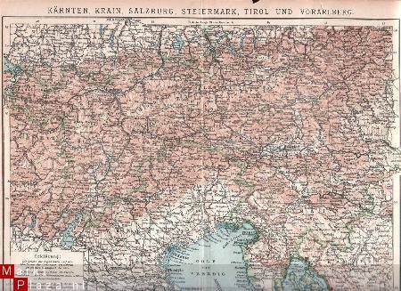 landkaartje Oostenrijk uit 1910 - 1