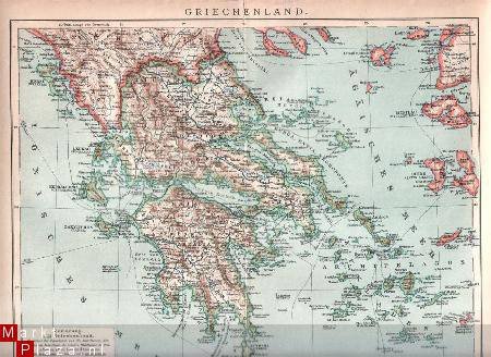 landkaartje Griekenland uit 1909 - 1