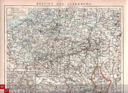 landkaartje Belgie en Luxemburg uit 1910 - 1