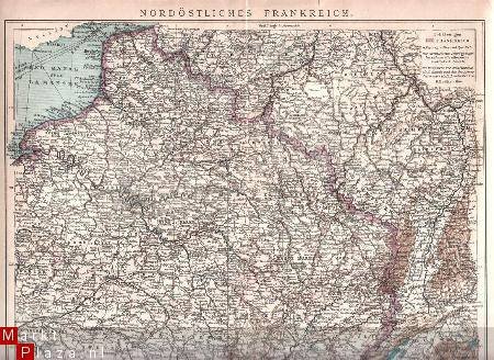 3 landkaartjes Frankrijk uit 1910 - 1