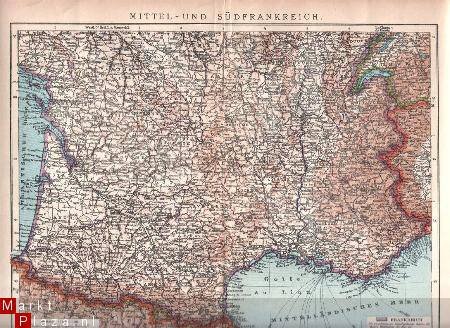 3 landkaartjes Frankrijk uit 1910 - 1