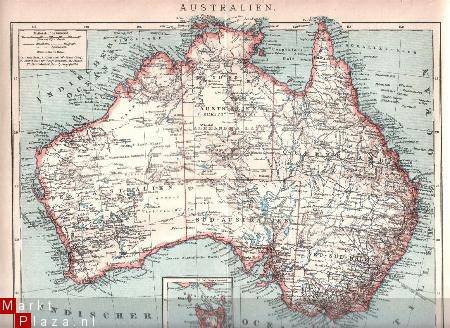 landkaartje Australie uit 1909 - 1