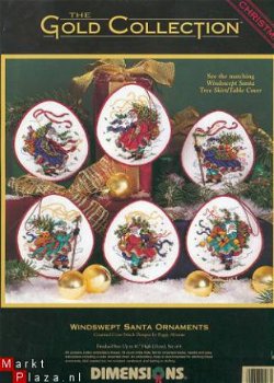 borduurpatroon windswept santa ornaments (KO) - 1