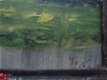 oud schilderijtje landschap met boerderij gesign v d K - 1 - Thumbnail