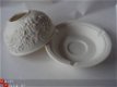 wit ongeglazuurd porseleinen theelichtje 12 cm nieuw - 1 - Thumbnail