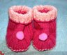 Gebreide slofjes - 2 kleuren roze - 1 - Thumbnail